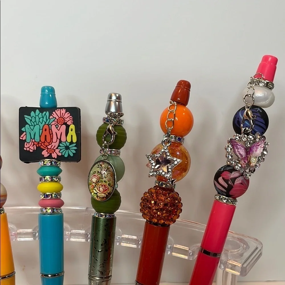 Beaded Decorative Office Pens Set with Character Charms